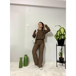 Abney Kahve Fitilli Alt-Üst Takım 