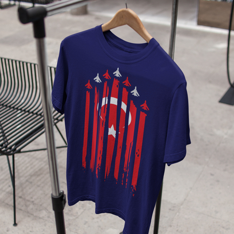 Hava Kuvvetleri Bayraklı T-Shirt Navy Blue