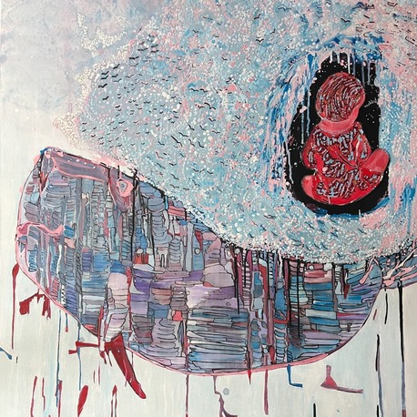 100x100cm Tuval üzerine Karışık Teknik • Mixed Media on Canvas • Uzaklaş! • Step back! 