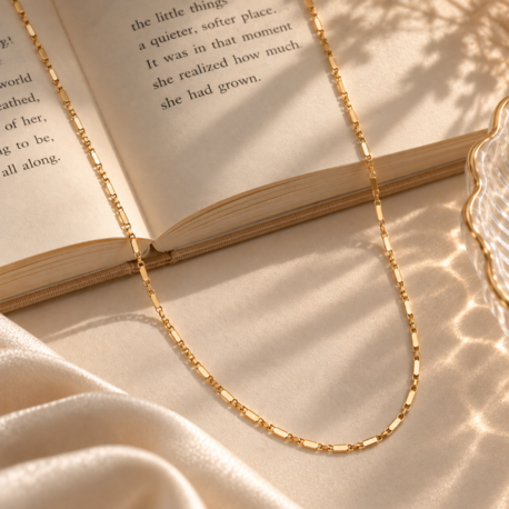 Kolye 14K Gold 50 cm – Geometrik İnce Zincir, Katmanlı Kullanım, Kararmaz