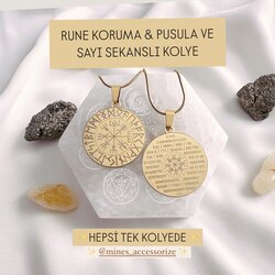 ANALİZSİZ RUNE KORUMA PUSULA SAYI SEKANSLI KOLYE