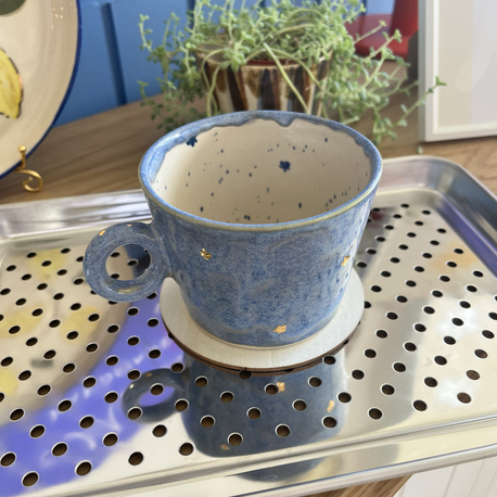 Açık Mavi Yıldız Kabartmalı Stoneware Kupa