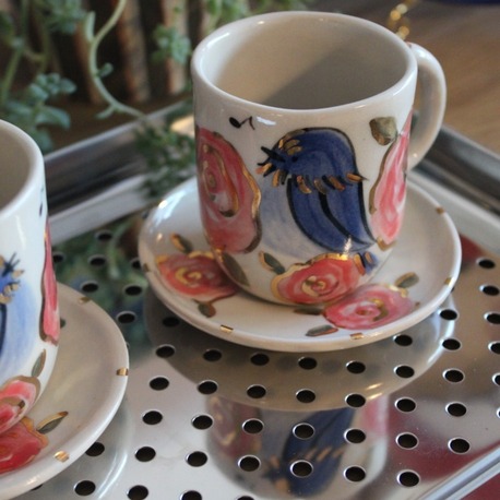 Kuşlu Fincan + Tabak Set (1 adet)