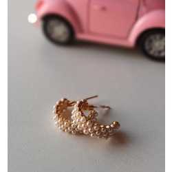 İncili mini halka küpe