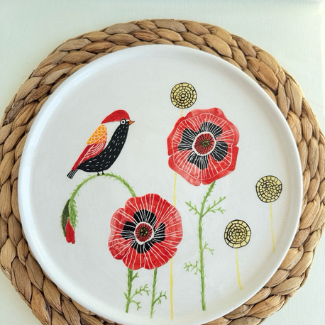 Kuş Çizimli Tabak 