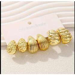 Çelik küpe set Gold (6 parça)
