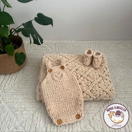 Bebek Set (Tulum, Battaniye, Patik) – Bal Köpüğü, – El Örgüsü