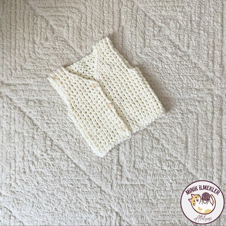 Bebek Yelek – Krem, 1 Yaş – Alize Puffy, El Örgüsü