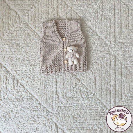 Bebek Yelek – Fil Dişi, 1 Yaş – Alize Puffy, El Örgüsü