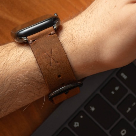 minimal X Apple Watch Kordonu - El Yapımı & Gerçek Deri - Tüm Renkleri