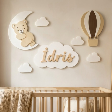 5parçalı Büyük Bebek odası duvar konsepti 
