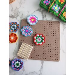 Motif Tezgahı Ahşap Motifmatik 30*30 cm  Örgü Tığ işi Motif Bloğu