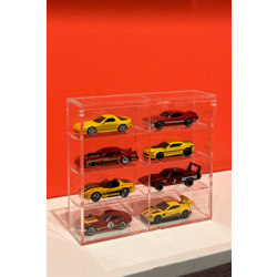 8li Kapaklı Pleksi 1/64 Hot Wheels Diecast Model Araç Sergileme Rafı