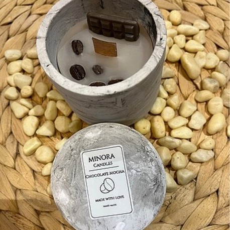 Minora Candles | Chocolate & Coffee Kokulu Mum, Dekoratif Lüks Beton Mum