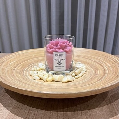Minora Candles | Gül Rüyası-Rose Kokulu Mum, Dekoratif Cam Mum