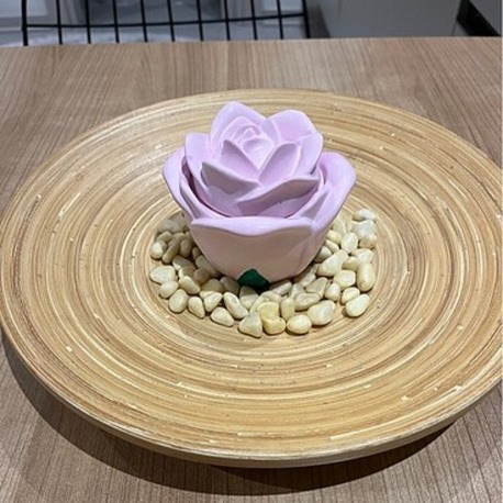 Minora Candles | Rose Kokulu Mum, Dekoratif Gül Şekilli Lüks Beton Mum