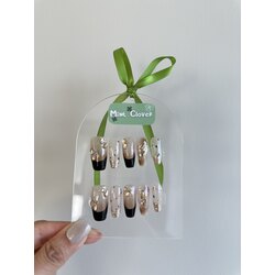 #(20)Koyu Kahve altın desenli tırnak