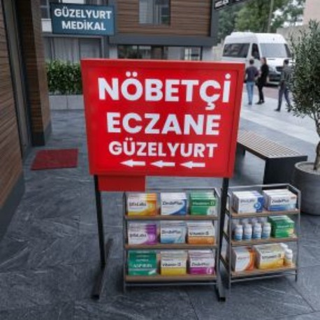 Portatif Akülü Işıklı Nöbetçi Eczane Tabelası (Eczane İsmine Özel Üretim)