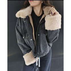 peluş kot ceket