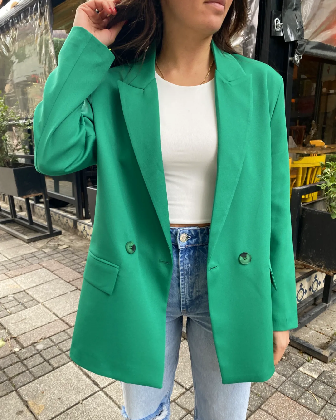 Yeşil blazer ceket 