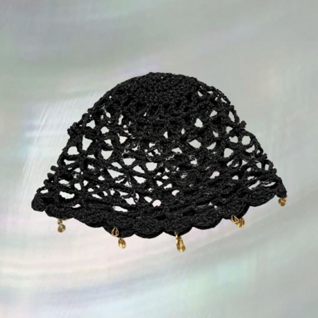 Charmlı Siyah Mesh Skull Cap