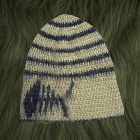 Fish Bone Mohair Brushed Beanie