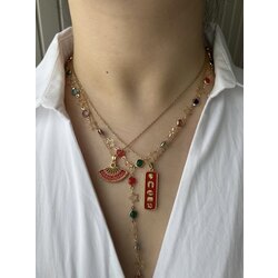 Yıldız Detaylı Renkli Taşlı Y Kolye