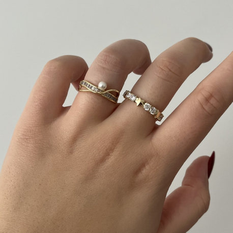 İncili Taşlı Gold Yüzük | Xuping 