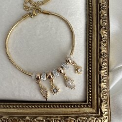 El-Güneş-Kanat Gold Charm Bileklik | Çelik