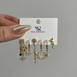 VIP Kutup Yıldızlı 6'lı Küpe Seti