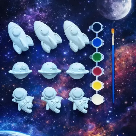 9 Adet (3D) Uzay Astronot Gezegen Temalı Taş Boyama Seti Çocuk Gelişimi Etkinlik