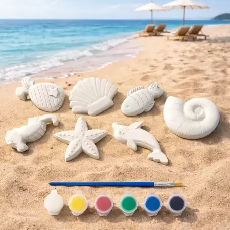 7 Adet (3D) Deniz Canlıları Figürlü Taş Boyama Seti Çocuk Gelişimi Etkinlik