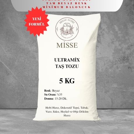 UltraMix Hızlı Donan Tam Beyaz Güçlü Taş Tozu, Dekoratif Eşya, Biblo, Hobi Harcı