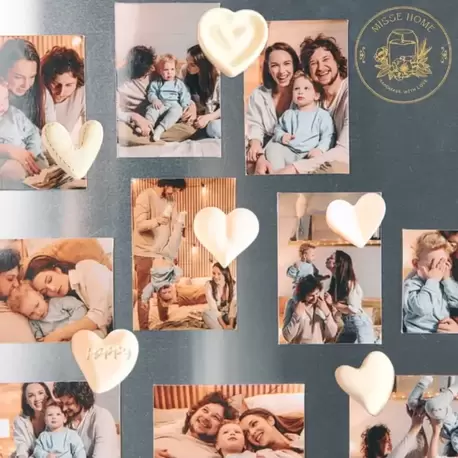 Buzdolabı Süsü Kalpli Magnet, 6 Adet Farklı Desenlerde Mıknatıslı Fotoğraf Tutucu Magnet