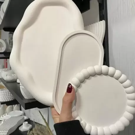 Üçlü Takı Tabağı Dekoratif Alçı Süs Eşyası 15 x 15 TBK-1013
