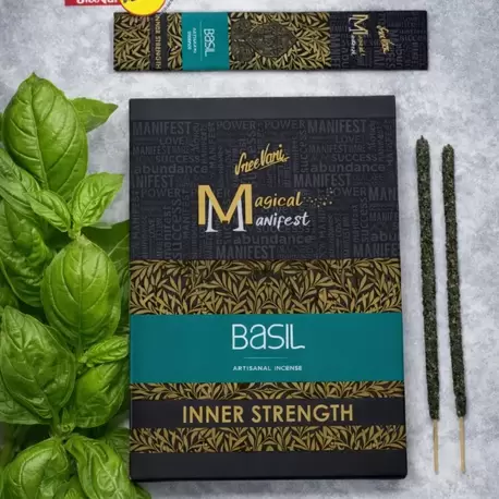Fesleğen Sree Vani Magical Manifest Sanatsal Doğal El Yapımı Premium Kalite Tütsü ( 6 Adet)