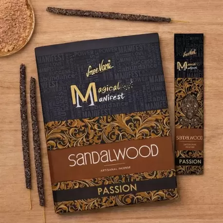Sandal Wood Sree Vani Magical Manifest Sanatsal Doğal El Yapımı Premium Kalite Tütsü ( 6 Adet)