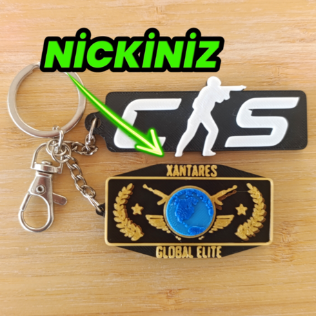 Kişiye Özel CS2 Anahtarlık - NİCKİNİZ, İSMİNİZ, ÖZELLEŞTİRİLEBİLİR YAZI
