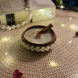 doğal ahşap, %100 soya, organik, tarçınlı ahşap fitilli. (ML1020-1)