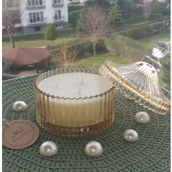 Milano kapaklı cam, %100 soya wax, kokulu organik mum (ML8002)