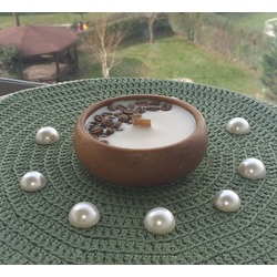 doğal ahşap, %100 soya, organik, kahveli, ahşap fitilli (ML1020)