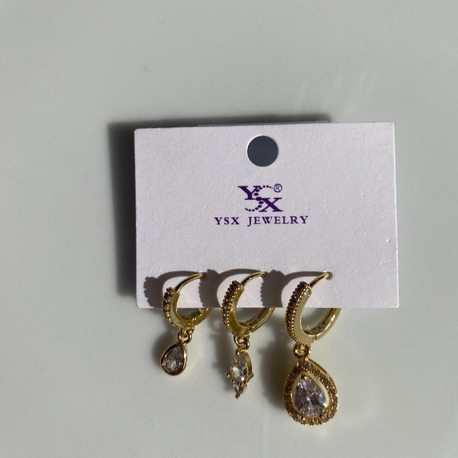 YSX Jewelry Su Damlası Üçlü Küpe Seti