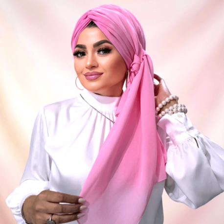 Şeker Pembe Dolgulu Düğüm Şallı Bone