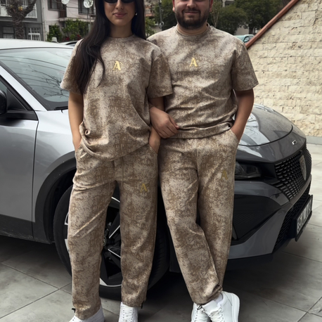 BATİK BEJ AS BASKI EŞ KOMBİNİ