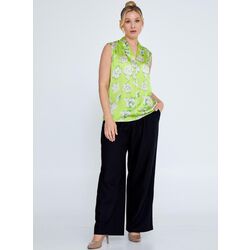 EXPLOSION Sleeveless Floral Plus Size Green Beige Blouse Exp18094-bfys