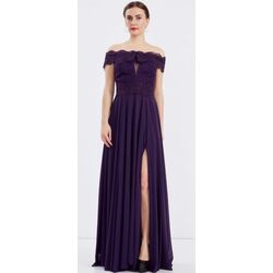 HALLMARK
Off Shoulder Maxi Chiffon Column Regular Purple Wedding Guest Dress Frc6399mur