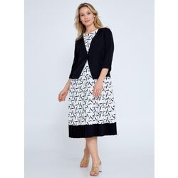 MY STYL
Long Sleeve Viscose Patterned Plus Size Black White Two-Piece Outfit Mys2061byz