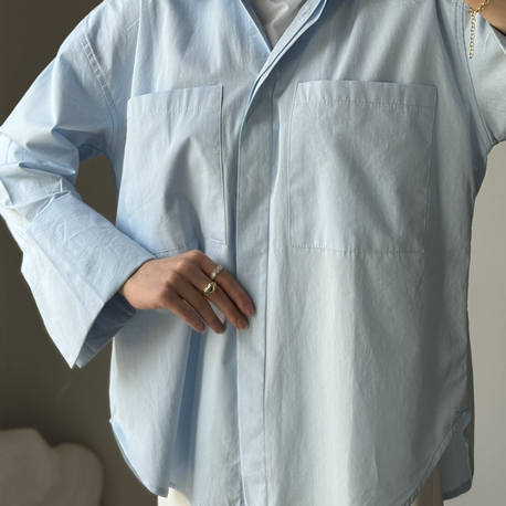 Oversize poplin gömlek / bebe mavi