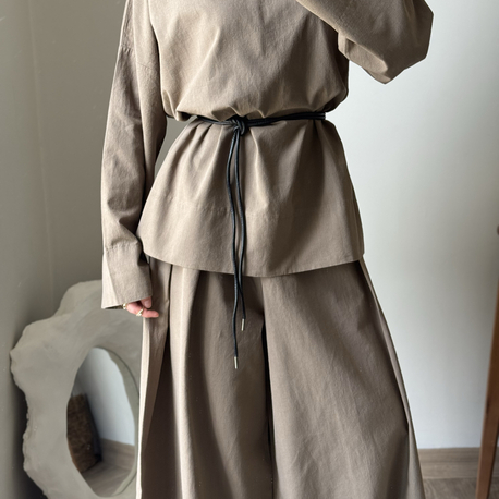 Keten Oversize Takım / kahve