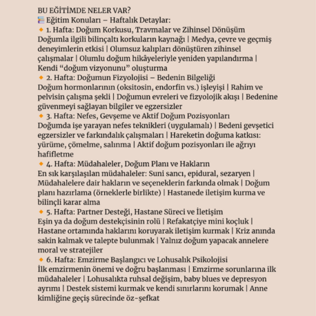 Doğuma Hazırlık Kapsamlı Bireysel Eğitim Programı
